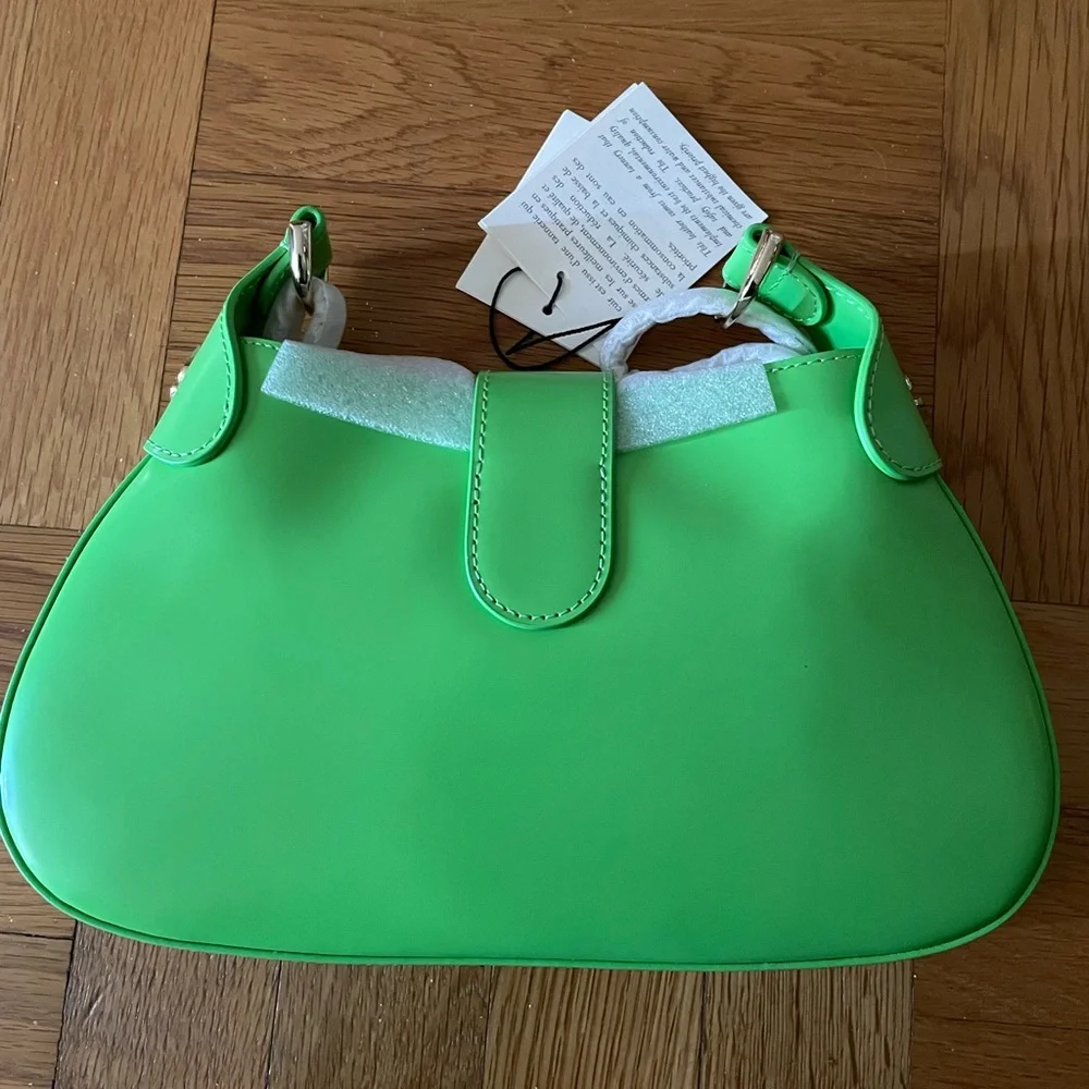 Sandro Sweet Janet Chain Shoulder Bag Vert Pomme Green Apple Small Purse NWT - Picture 5 of 7